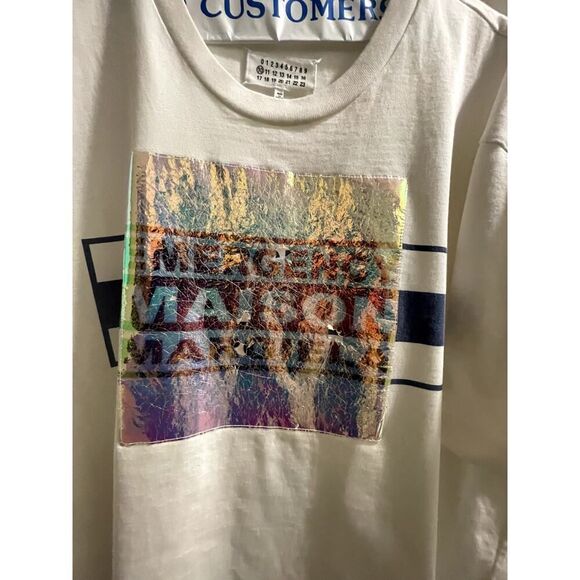 Maison Martin Margiela Shirt - White Metallic Blue - L - Y2k Bohemian - Picture 5 of 6